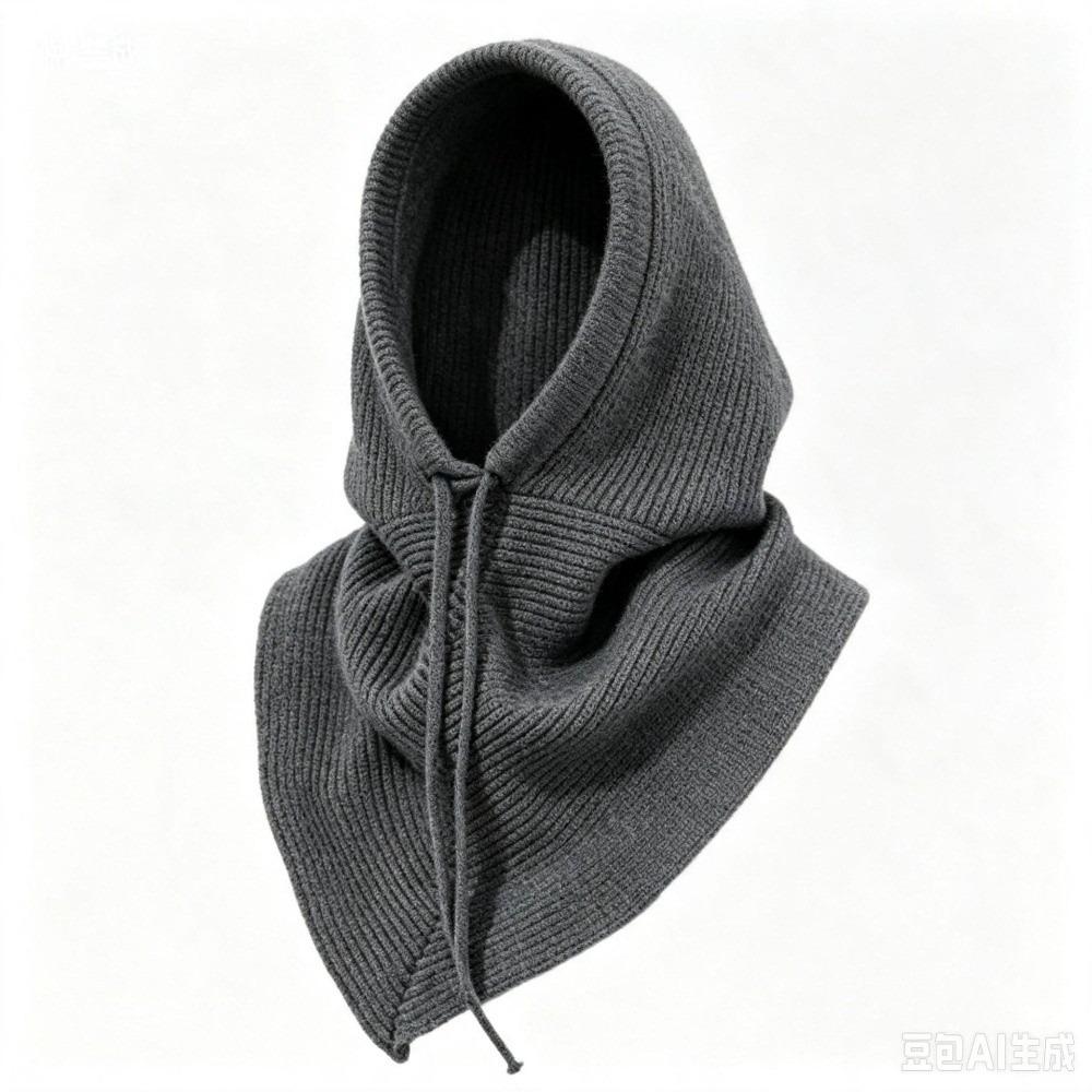 Windproof Knitted Hooded Caps Solid Color Girls Beanies Hat Fashion Balaclava Hat Scarf for Women