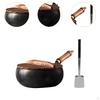 9,45-дюймовая сковорода Wok Stir Fry с деревянной крышкой, газовая посуда для кипячения и жарки с плоским дном для дома