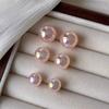 Pink Pearl Stud Earrings For Beauty Women Simple Elegance Light Luxury Ear Accessories  Party Jewelry Gifts