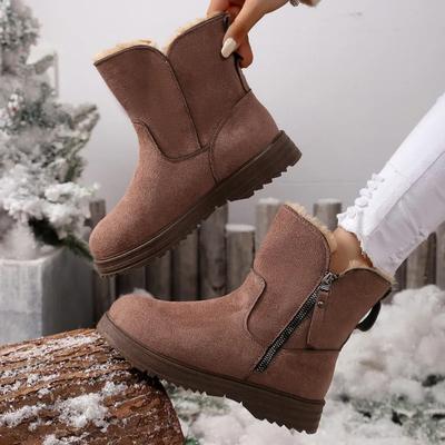 Модные лаконичные теплые ботинки Женские 2024 Горячая распродажа Обувь для женщин Ботильоны Женские Круглый носок Низкий каблук Боковая молния Обувь Женская Zapatos