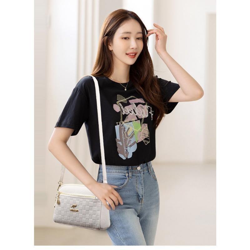 Аутентичная женская сумка, новинка 2024 года, модная повседневная сумка для мамы из мягкой кожи среднего возраста, сумка на одно плечо, упрощенная диагональная сумка, маленькая квадратная сумка