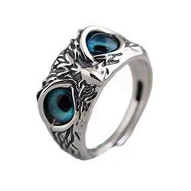 Adjustable Punk Owl Ring Open Animal Rings Statement Ring Jewelry Gifts Demon Eye Owl Ring Retro Animal Bird Open Ring