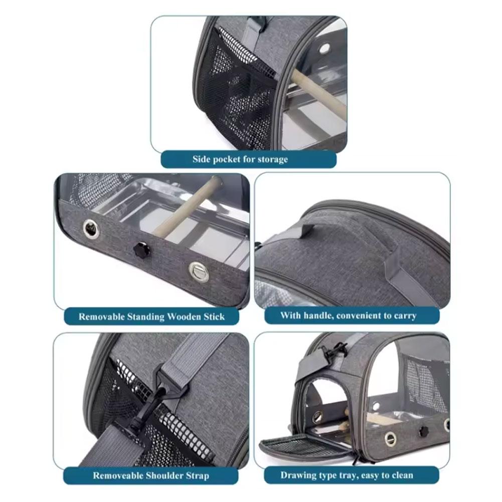 Портативная сумка-переноска для попугаев, рюкзак для птиц с насестом для клетки с боковым окном, складная маленькая клетка для путешествий для домашних животных, принадлежности для птиц