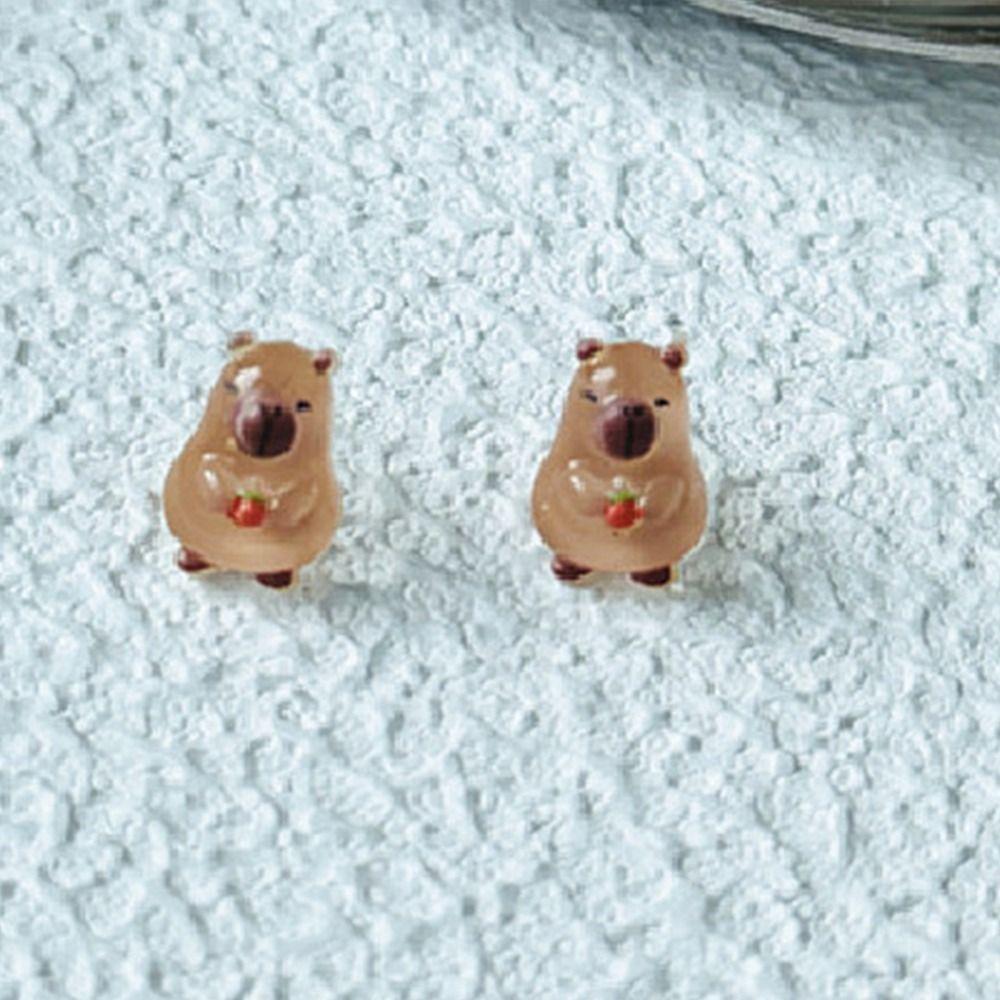 Korean Style Mini Ear Studs Transparent Capybara Stud Earring Personality Party