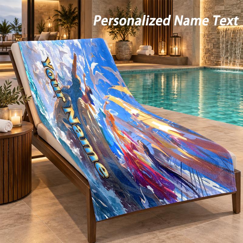 One Piece Custom Name Beach Towel Large Soft Towel for Indoor Bathroom Outdoor Beach