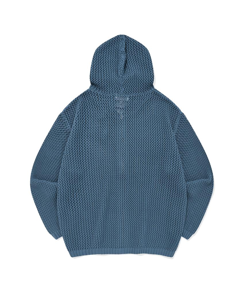 PHYSICAL DEPARTMENT P-Active Beaded Mesh Hooded Knit Zip-Up_Vintage Blue