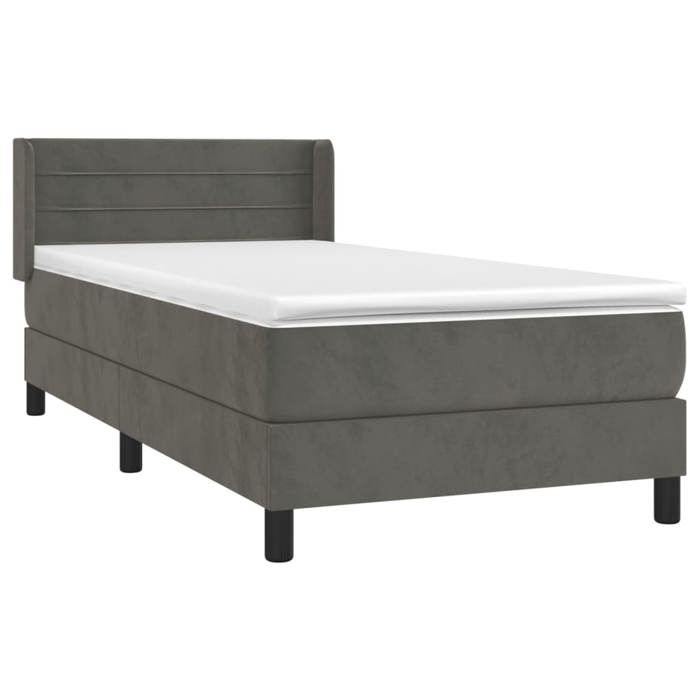 3130998 vidaXL Divan-lit Et Matelas Gris Foncé 90x200 Cm Velours