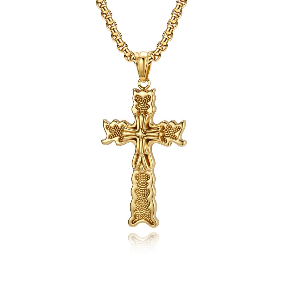 Vintage Punk Titanium Steel Cross Necklace Niche Personality Literary Wear Stainless Steel Cross Pendant