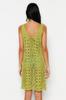 Women Fashion Beach Strap Sleeve Mini Black Mini Woven Cut Out Window Linen Blended Beach Dress