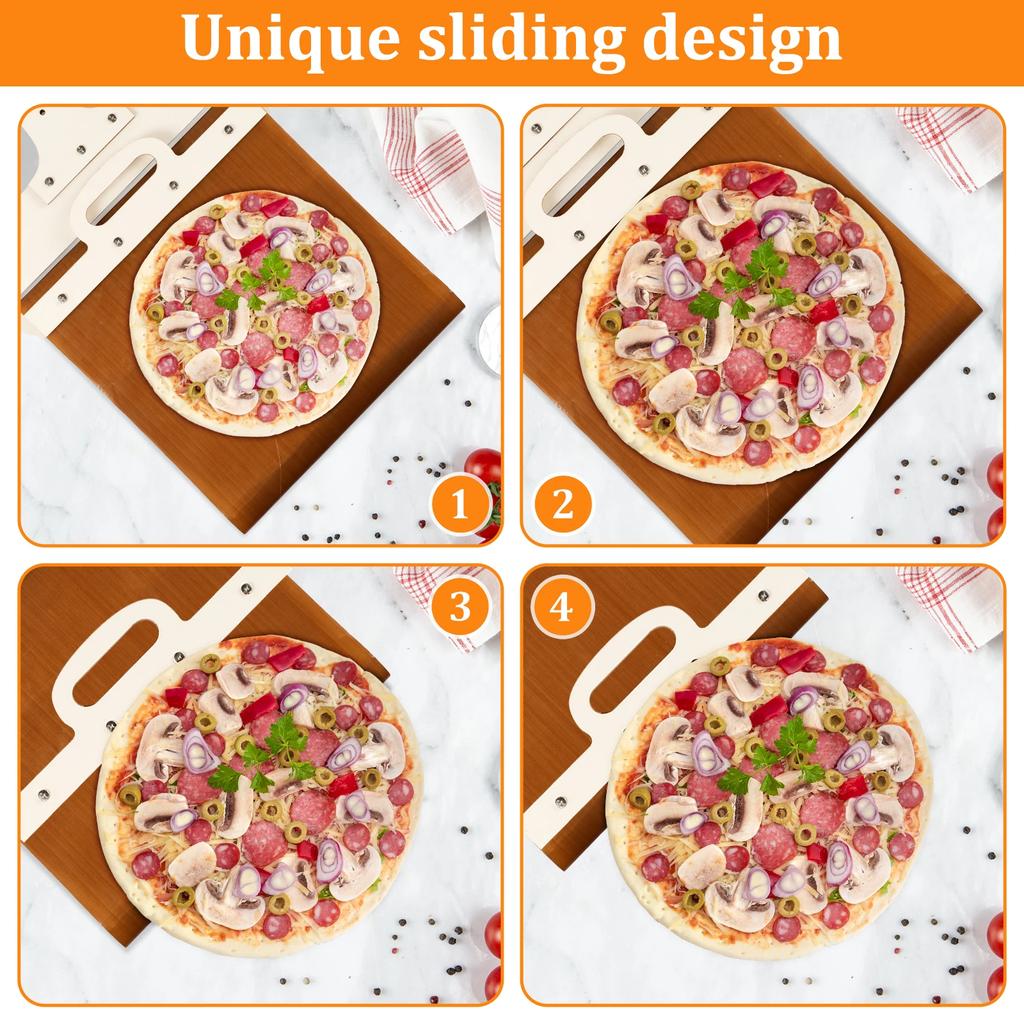 Sliding Pizza Spatula Food Pizza Tray Pizza Board Shovel for Home Kitchen Oven Baking Tool Non-Stick Sliding Cake Dessert Trays