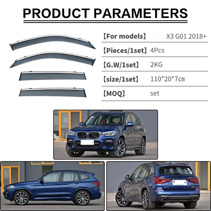Для BMW X3 2003-2024 E83 F25 G01 козырек окна дверной козырек солнцезащитные козырьки от дождя погодный щиток аксессуары для козырька окна яркая полоса