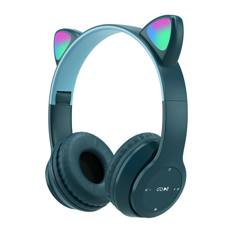 Беспроводные наушники кошачьи ушки с микрофоном Bluetooth Cool Glow Light Stereo Bass Шлемы для детей Gamer Girl