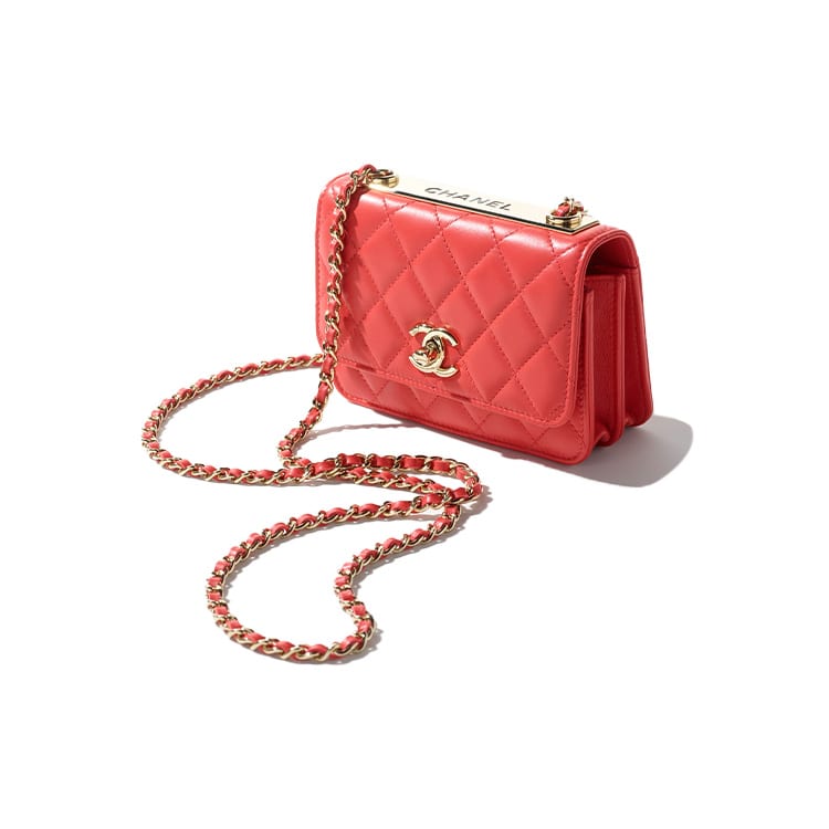 CHANEL Sheepskin One Shoulder Crossbody Clutch Women's Red AP1762-Y60767-NL295