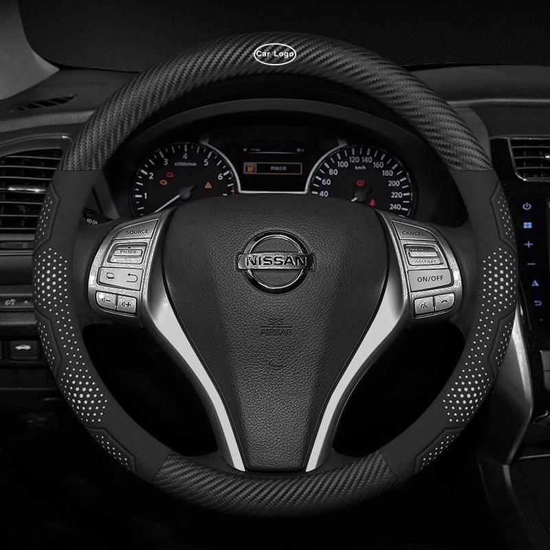 ANY2 For Nissan SYLPHY X-TRAIL QASHQAI JUKE Car Suede Carbon Fiber Leather Breathable And Anti-Slip Steering Wheel Cover Accessories