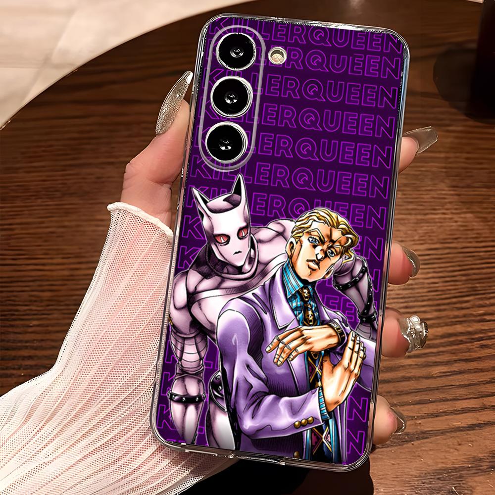 Чехол для телефона JoJo Adventure Killer Queen для Samsung S25 S24 Ultra S23 Fe S22 S20 S21 Plus Fe Ultra 5G Прозрачный чехол