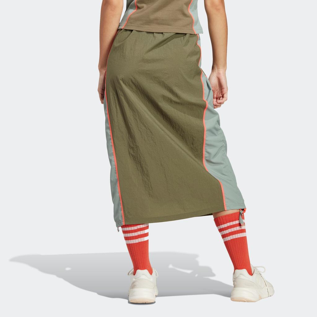 Adidas Lift Your Mind Color Block Sports Long Skirt Women Skirts Olive-Green IP3725