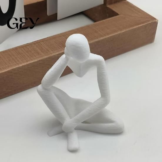 Meditator Figurine 3D Printed Thinker Style Abstract Sculpture, Statue Simple Study Room Decor Collectible Figurines, Home Office Bookshelf