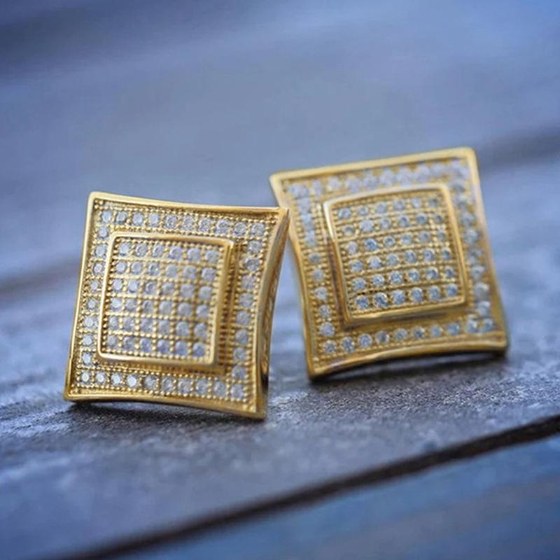 Xiaomi Huitan Модные женские серьги-пусеты Золотистый цвет Инкрустированы ярким кубическим цирконием Очаровательные аксессуары для вечеринок и на каждый день Универсальные украшения
