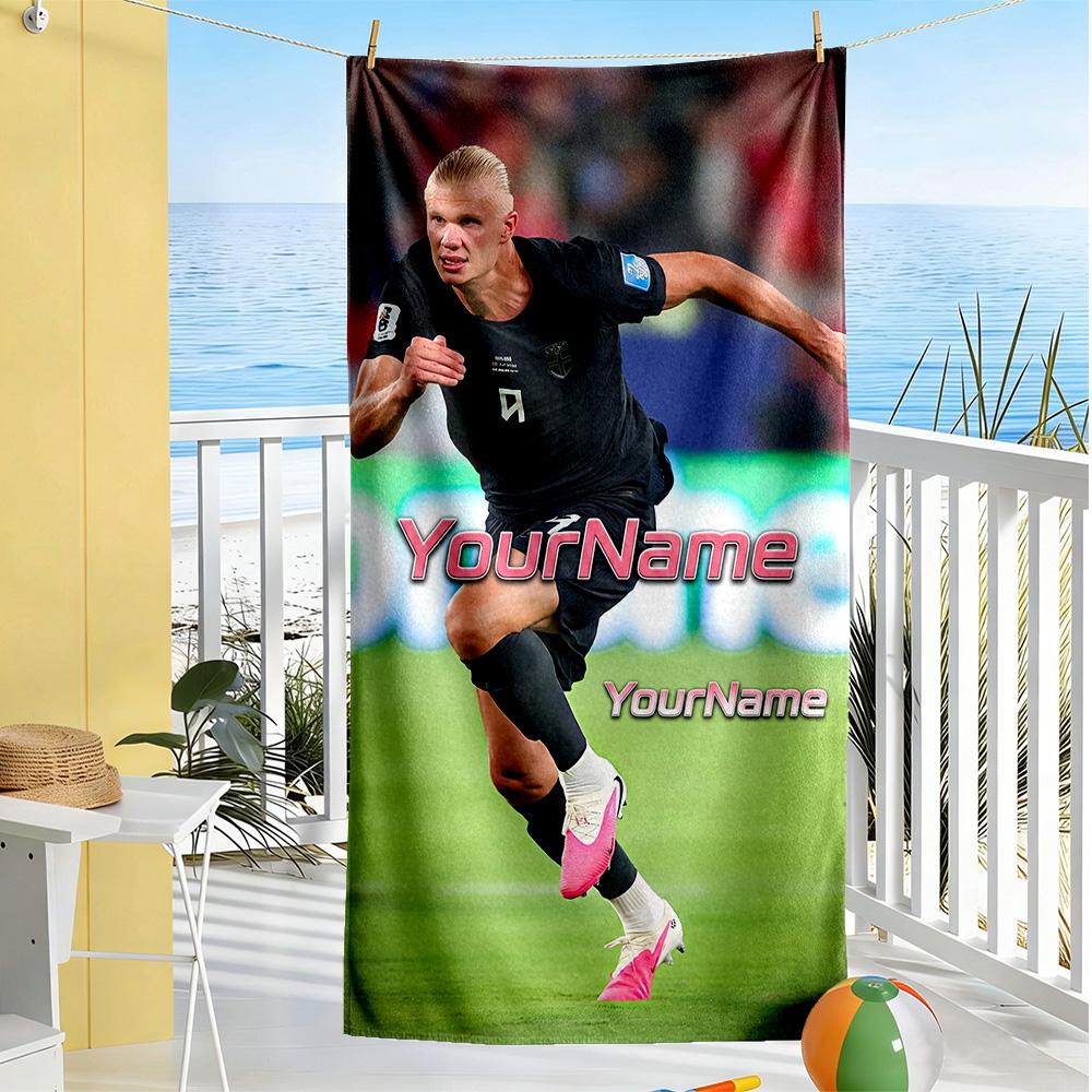 Haaland Customize Your Name Beach Towel Quick-Dry Soft Microfiber