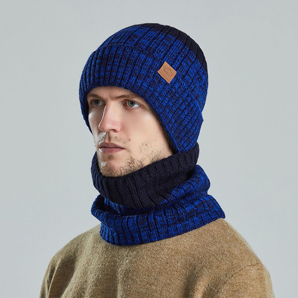 Уличная теплая зимняя вязаная шапка и шарф, стильная вязаная шапка для мужчин и женщин