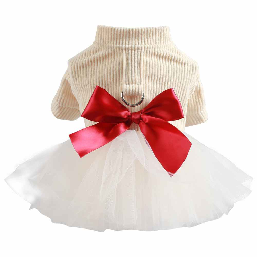 Dog Harness Dress with D Ring for Small Dogs Girl for Winter Dog Skirt