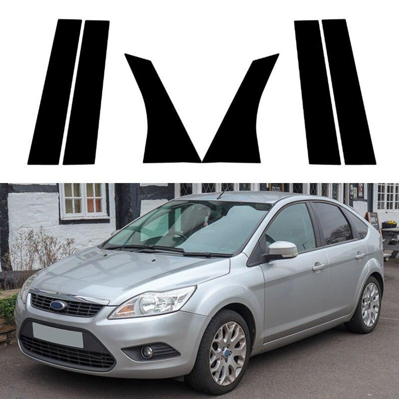 6 шт., наклейки на боковые окна, дверные стойки, наклейки для Ford Focus седан/хэтчбек 2005 2006 2007 2008 2009 2010 2011-2014