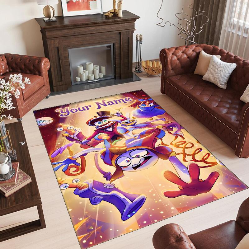 Personalized Crystal Velvet Carpet Custom Name Text,The Amazing Digital Circus Anti Slip Area Rug For Home Decoration