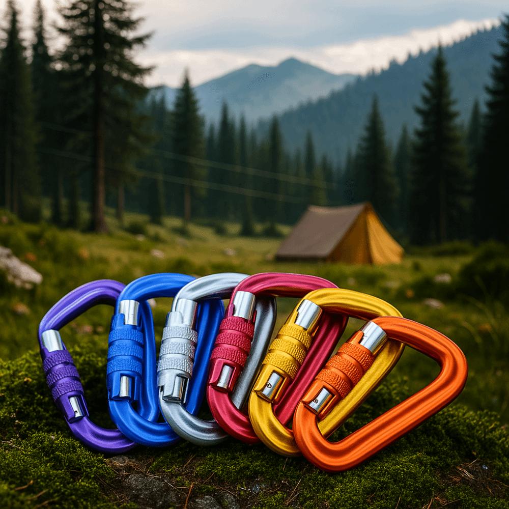 D-shaped Hammock Hook 12KN Professional Carabiner Snap Clip Safety Auto Lock Buckle  Fishing