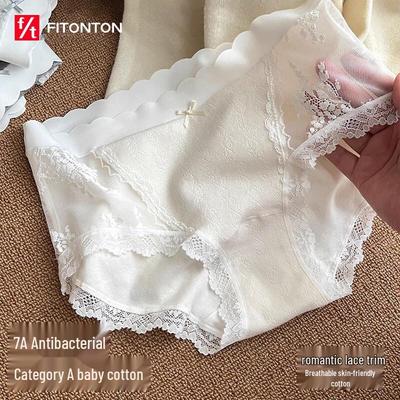 Женские трусы-слипы FitonTon из чистого хлопка с антибактериальным кружевом, 4 шт.
