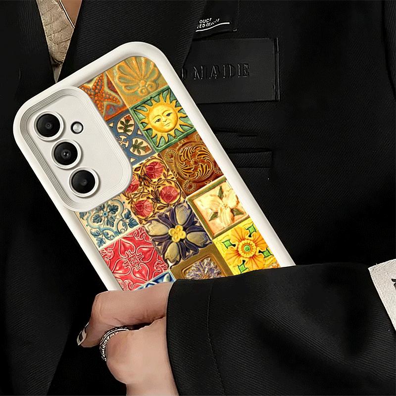 Чехол для телефона Samsung Galaxy S26 S25 Ultra S24 FE Итальянский Сицилийский Стиль Цветочный Узор Чехол S23 Plus S22 + S21 S20 5G Мягкий Si