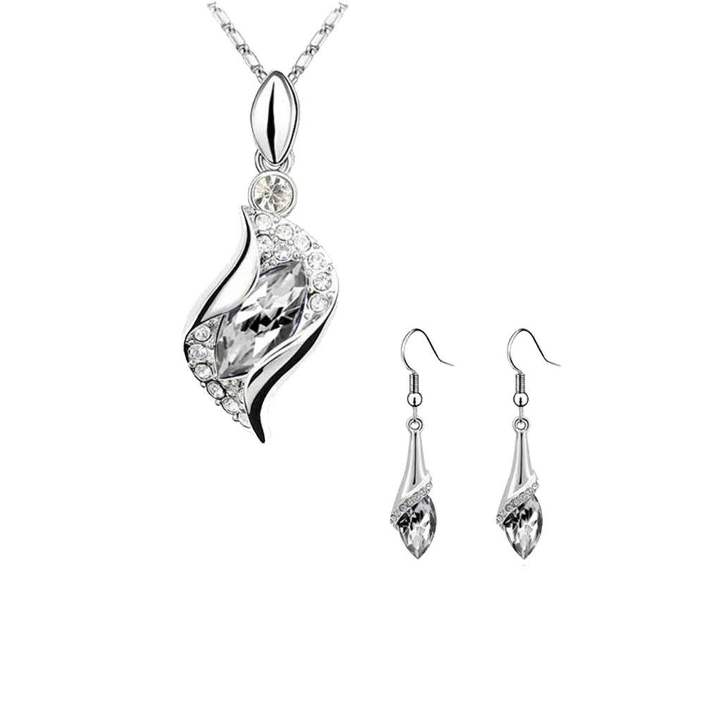 Синий длинный каплевидный австрийский кристалл модные серьги кулон ожерелье