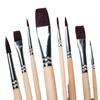 Flat Head Nylon Watercolor & Acrylic Brush Set with Wooden Handle in Brown Pigment Gift Box