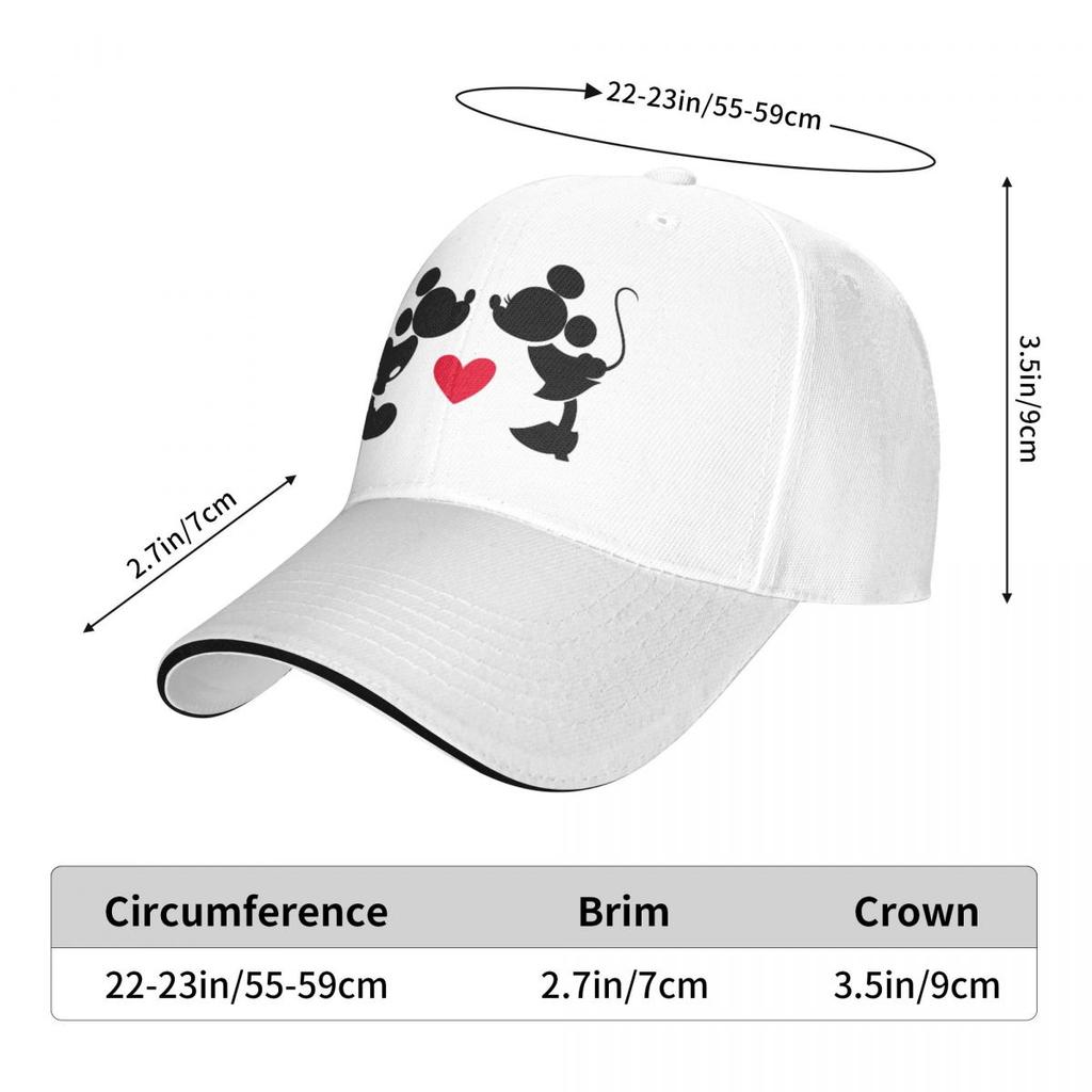 Unisex Mickey And Minnie Wedding Kiss Hearts Trucker Hat Retro Versatile Baseball Cap Fit All Size