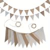 Birthday Linen Banner Multicolor Triangles Flags Hanging Pennant Decor Birthday Party Favor
