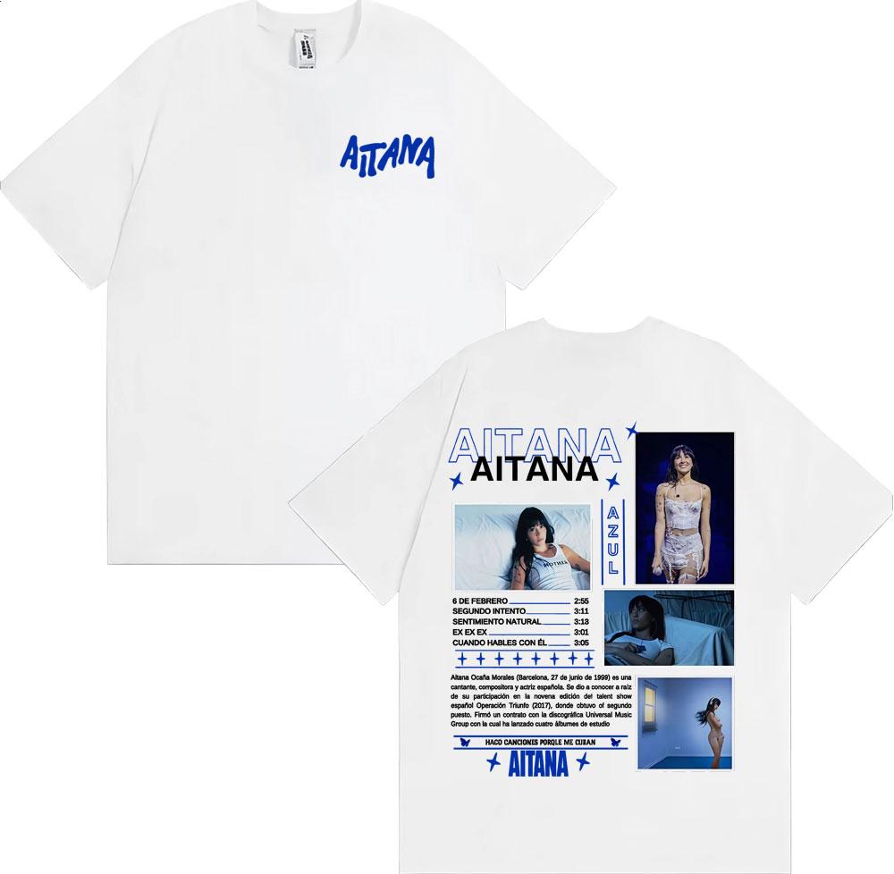 Певица Aitana Cuarto Azul Альбом Тур Обложка Футболки Унисекс Модный Тренд Уличная Мода Футболка Женская Летняя С Круглым Вырезом Хлопковые Футболки