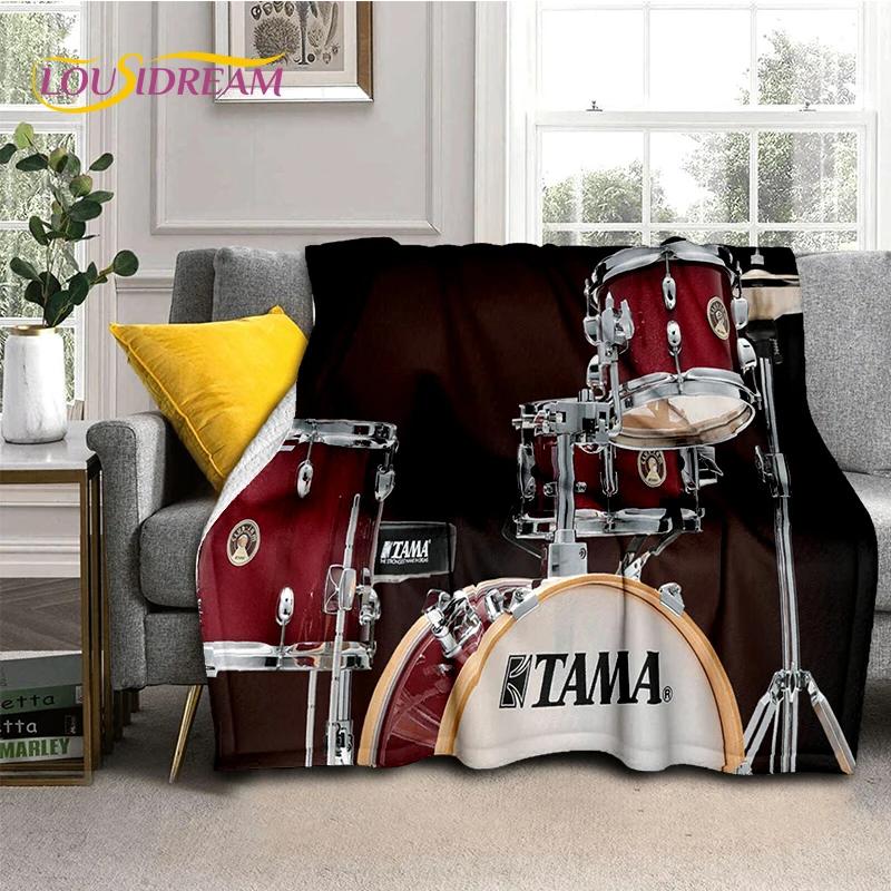 Music Instruments Drum Kit Drum Set Blanket,Soft Throw Blanket for Home Bedroom Bed Sofa Picnic Travel Office Cover Child Gift