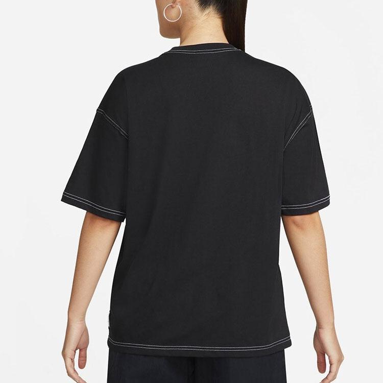 Nike SS22 Повседневная футболка с логотипом и круглым вырезом с короткими рукавами, женские топы, черный DM6212-010