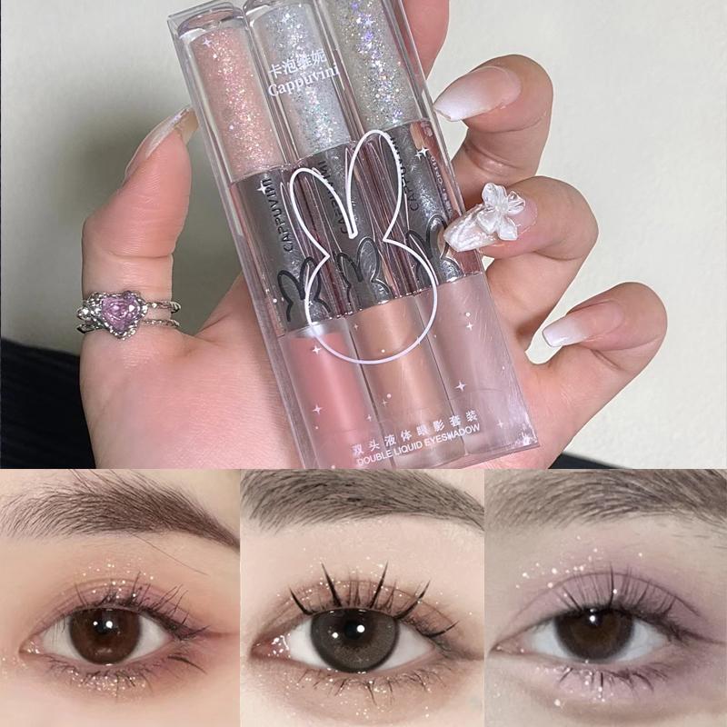 Жидкие тени для век Cool Black Series, перламутровая подводка для глаз, блестящие блестки, ручка шелкопряда, подсветка косметики для глаз, блестящий макияж