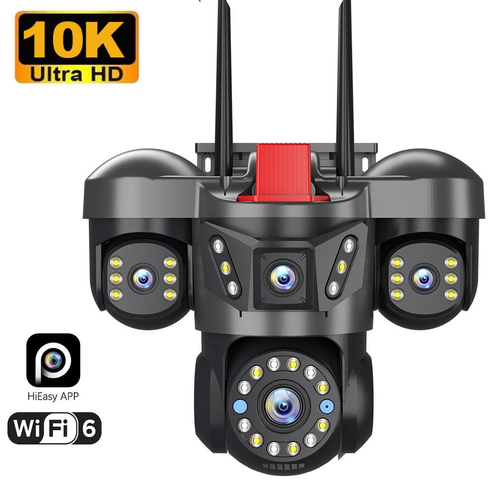10K 20MP UHD Уличная WiFi IP-камера Четыре объектива Четыре экрана 360° 16-кратное увеличение PTZ Камера безопасности Автоматическое слежение Беспроводная система видеонаблюдения CCTV