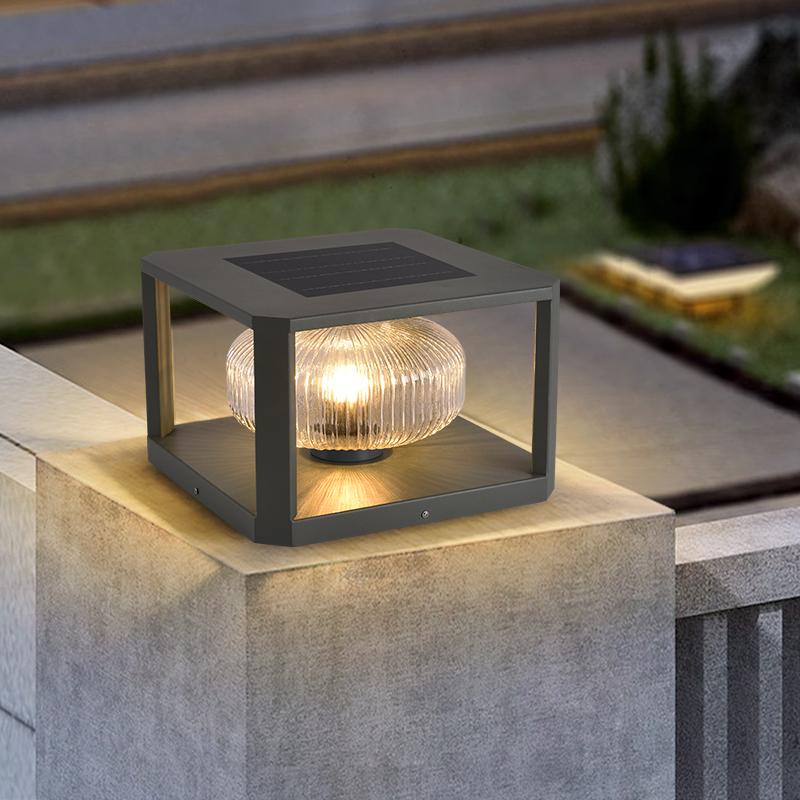 Modern Atmospheric Villa Pillar Lamp Solar Energy Rechargeable Outdoor Waterproof Garden Lamp Garden Hotel Creative Pillar Lamp