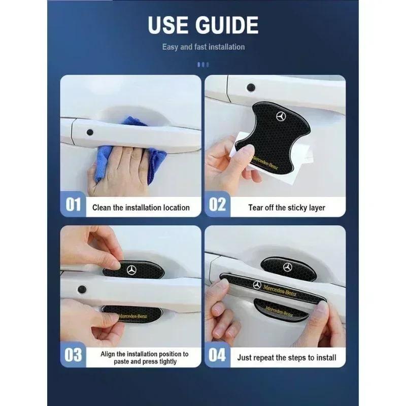 CQK1 Car Door Handle Protector Bowl Anti Scratch Reflective Sticker For Mercedes Benz A C E CLA180 GLB200 GLC300 CLS GLA E Class