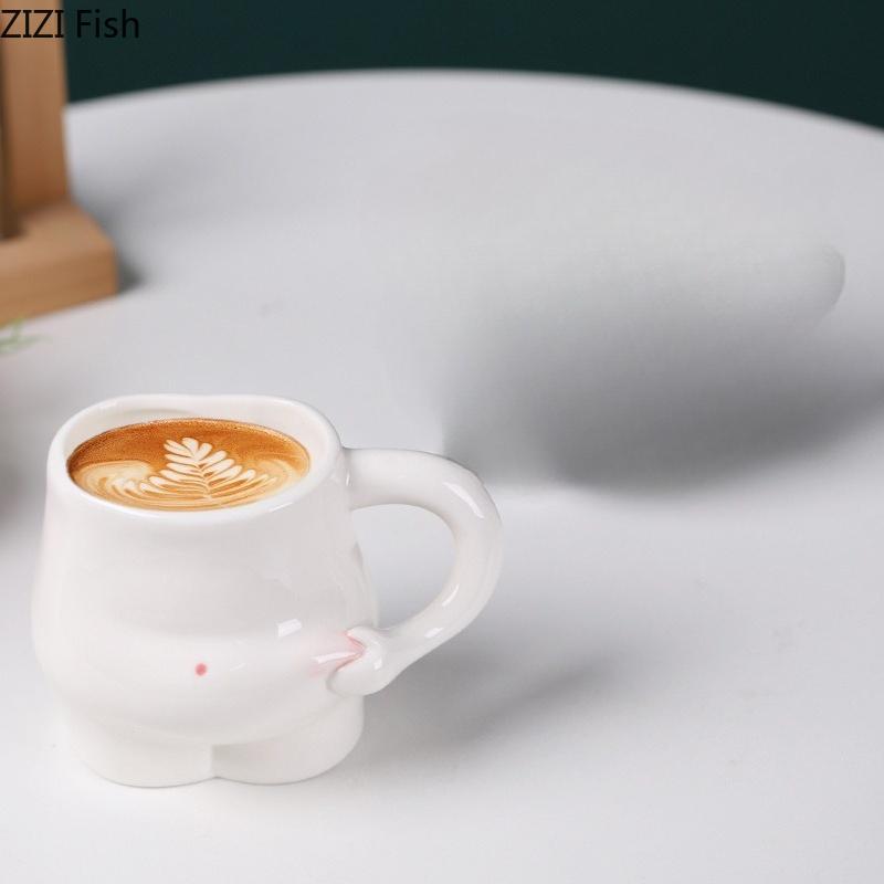 BRCute Ceramic Mug Creative Belly Pinching Coffee Cup Daily Home Breakfast Milk Cup Office Staff Afternoon Tea Mugs Coffee CupsEY