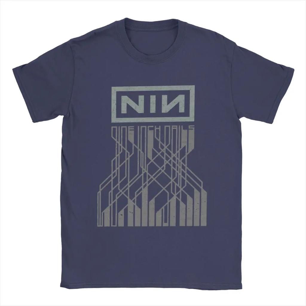 Футболки Nine Inch Nails NIN, мужские, хлопковые, забавные, с круглым вырезом, футболка с коротким рукавом, большой размер