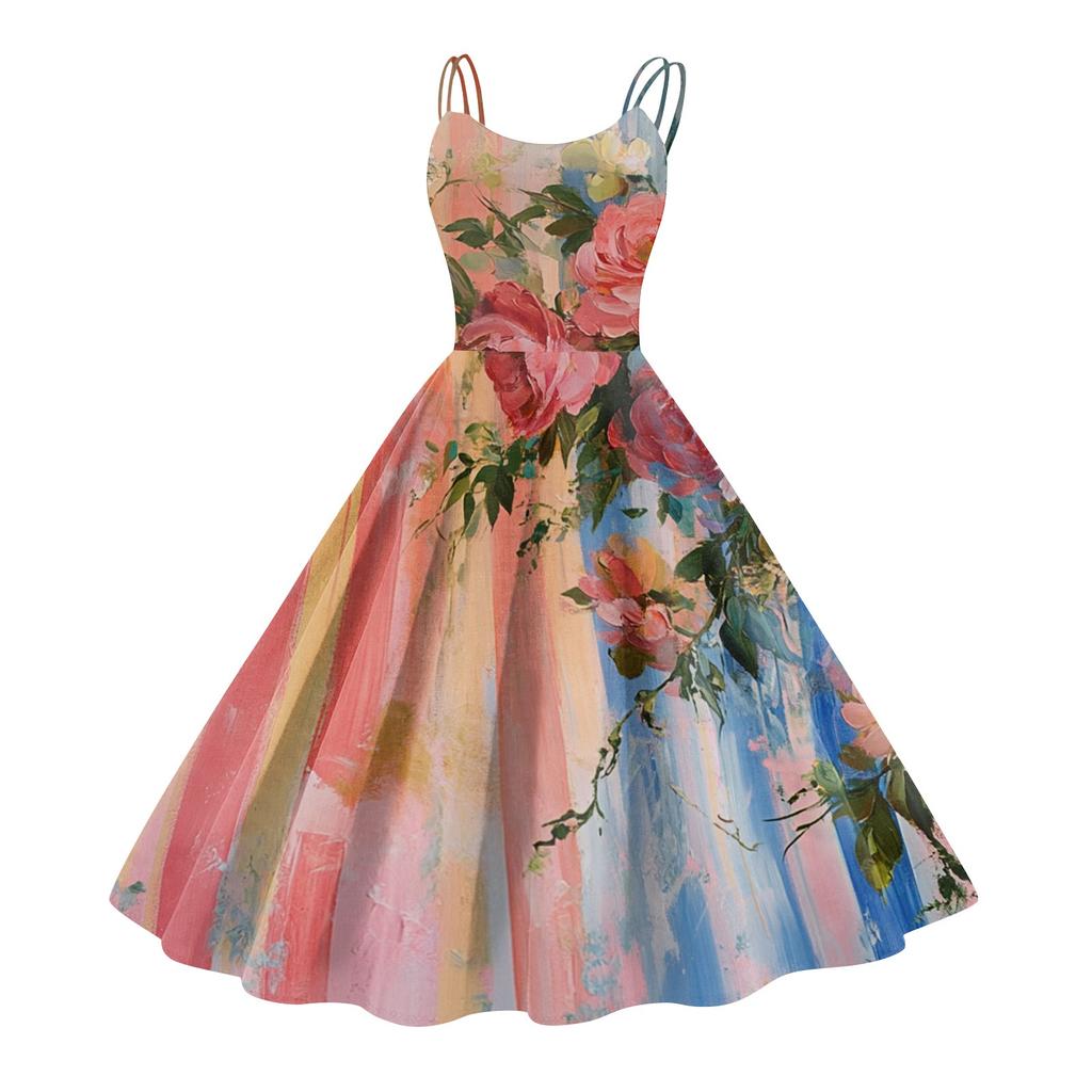 Женское повседневное модное платье с цветочным принтом, сексуальное с открытыми плечами, панк-ретро платье, ретро платье