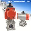 3/4 Inch Pneumatic Ball Valve Double Acting Air Actuated Actuator Ball Valve