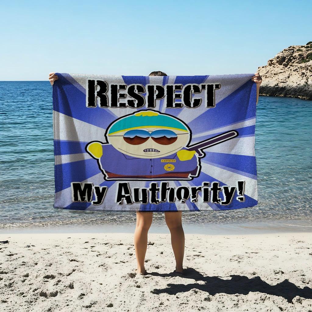 South Park Respect My Authority Soft Towel Flannel Printed Towel Quick-drying Double-sided Velvet Absorbent Bath Wash Face Towel