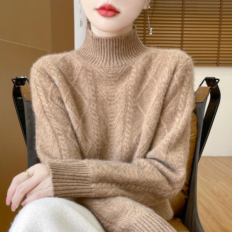 Women Sweater 100% Wool MODERN NEW SAGA Turtleneck Knit Pullover Thick Winter Jumpers Female Knit Tops