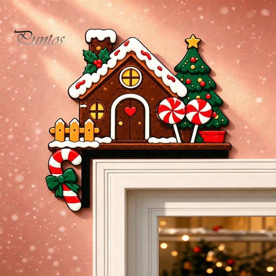 Christmas Party Supplies for House Wooden Door Topper Stickers, Seasonal Frame Decoration, L-shaped Corner Sign Holiday Home Wall Decor Items