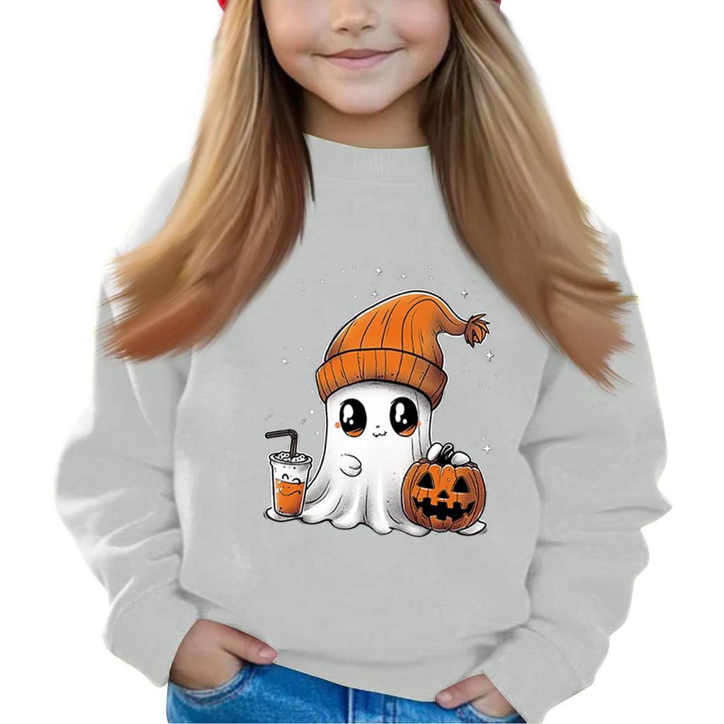 Halloween Day Girls Round Neck Pullovers For Kids Printed Baby Tops