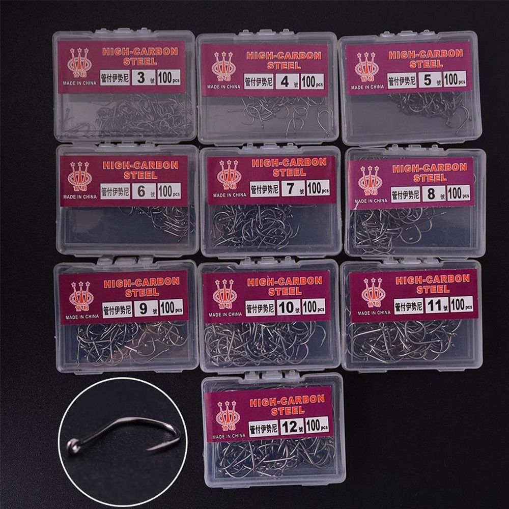 100PCS/SET High Quality Barb Carbon Steel Fish Bait Durable Head Fishing Hooks Fishook